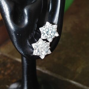 Moissanite 2.0 Ct Sea Blue Earrings